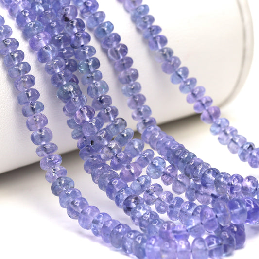 Blue Tanzanite 4mm - 5mm Smooth Rondelles Bead Strand