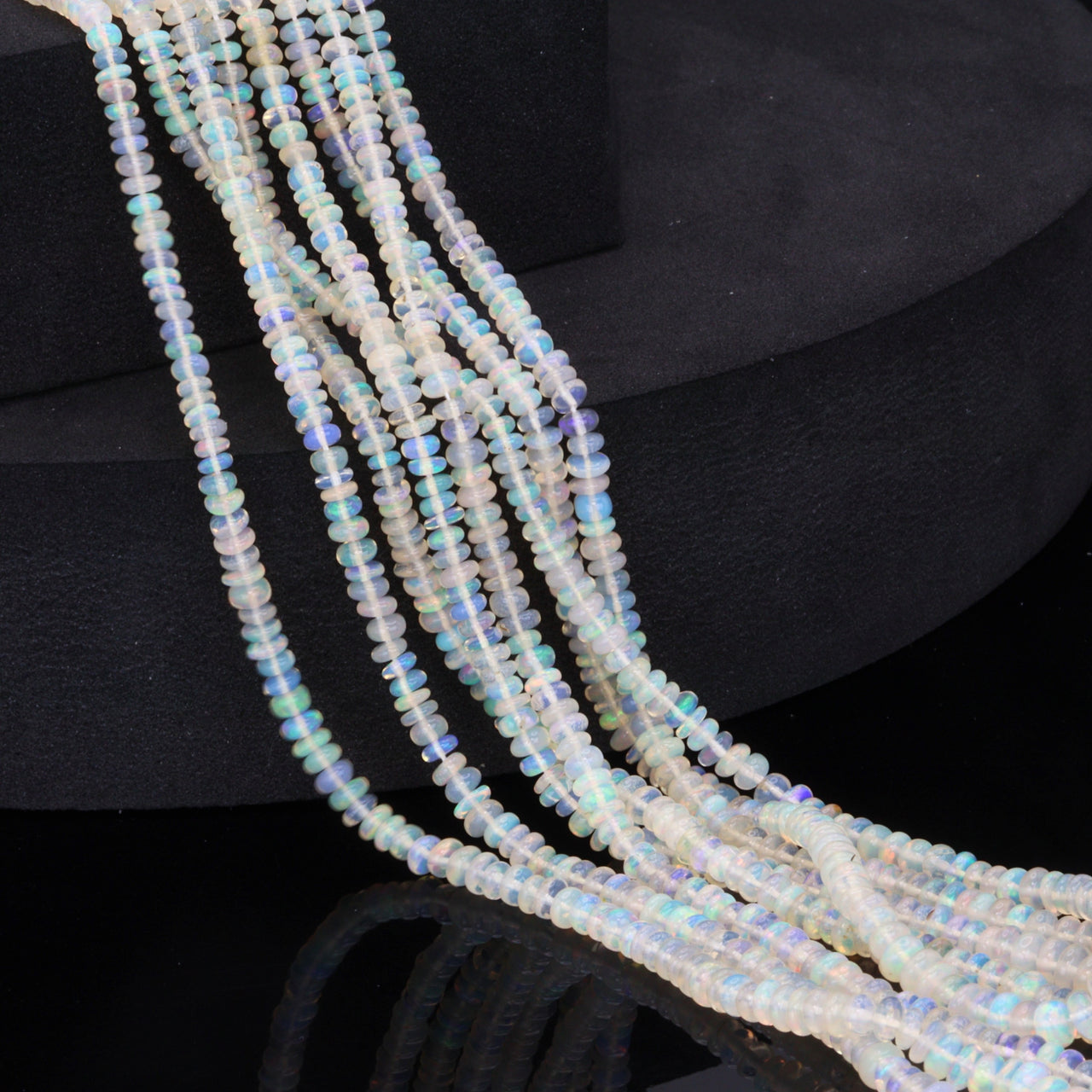 White Ethiopian Opal 3mm Smooth Rondelles Bead Strand
