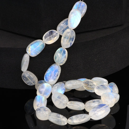 AAA Blue Rainbow Moonstone 14x10mm Smooth Nuggets Bead Strand