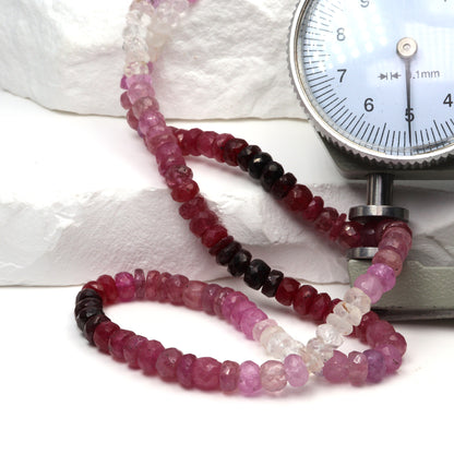 Ombre Red and Pink Ruby 4.5mm - 5.5mm Faceted Rondelles Bead Strand