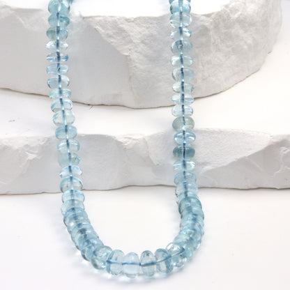 Blue Aquamarine 6mm - 7mm Smooth Rondelles Bead Strand