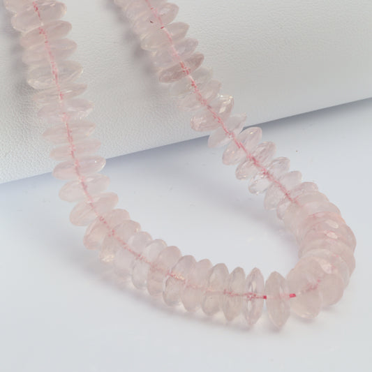 Pink Rose Quartz 9mm German Cut Faceted Rondelles