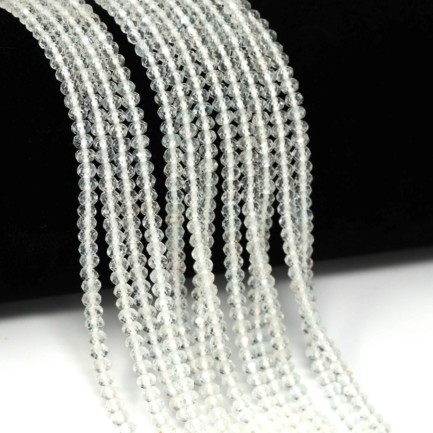 White Topaz 3mm Faceted Rondelles Bead Strand