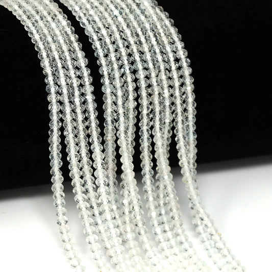 White Topaz 3mm Faceted Rondelles Bead Strand