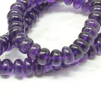 Purple Amethyst 6mm Smooth Rondelles Bead Strand