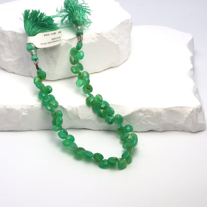 Apple Green Chrysoprase 5mm Faceted Heart Shaped Briolettes