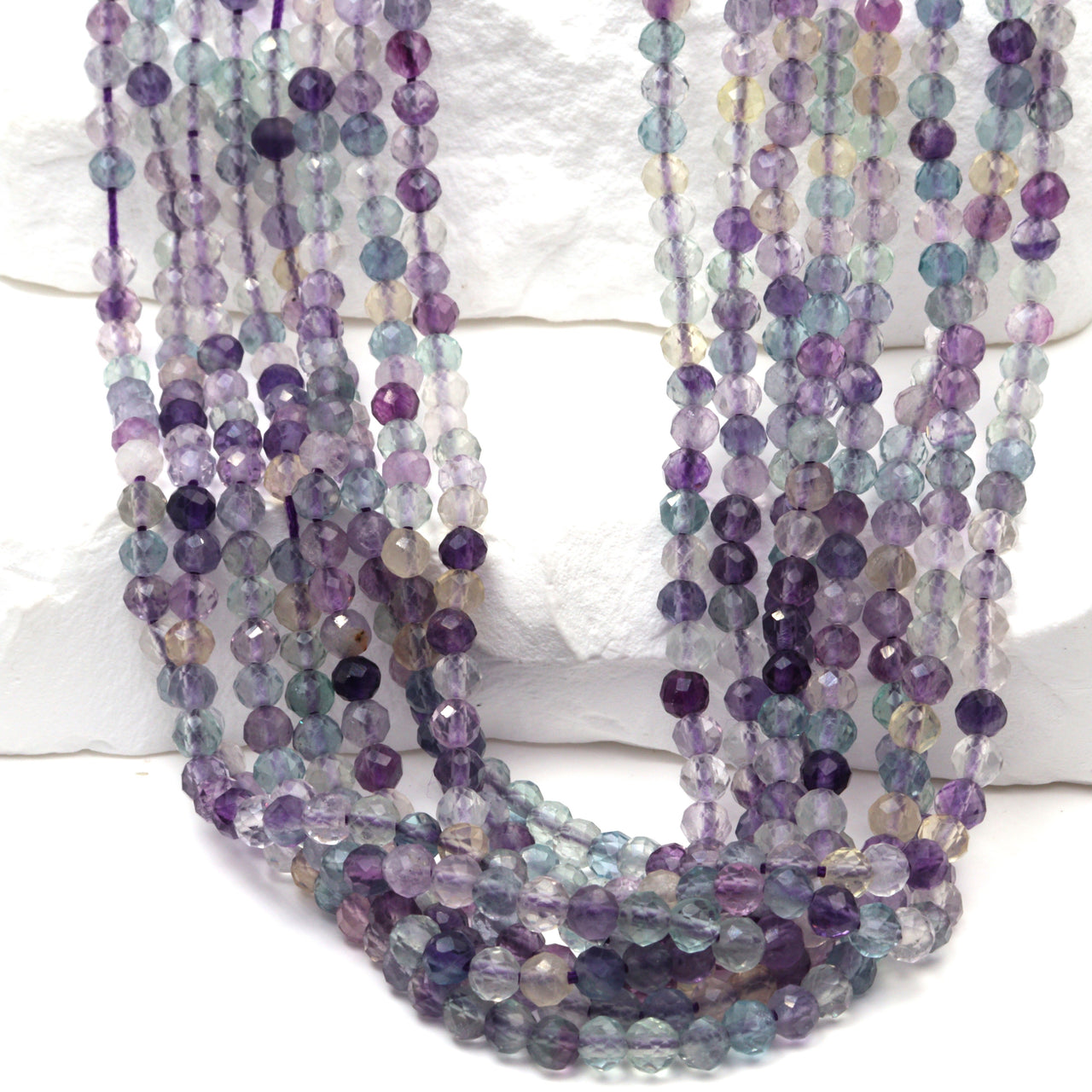 Purple Fluorite 3mm Faceted Rounds Bead Strand