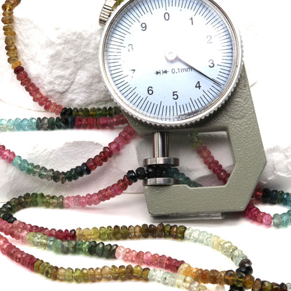 Watermelon Tourmaline 3.5mm Hand Faceted Rondelles Bead Strand