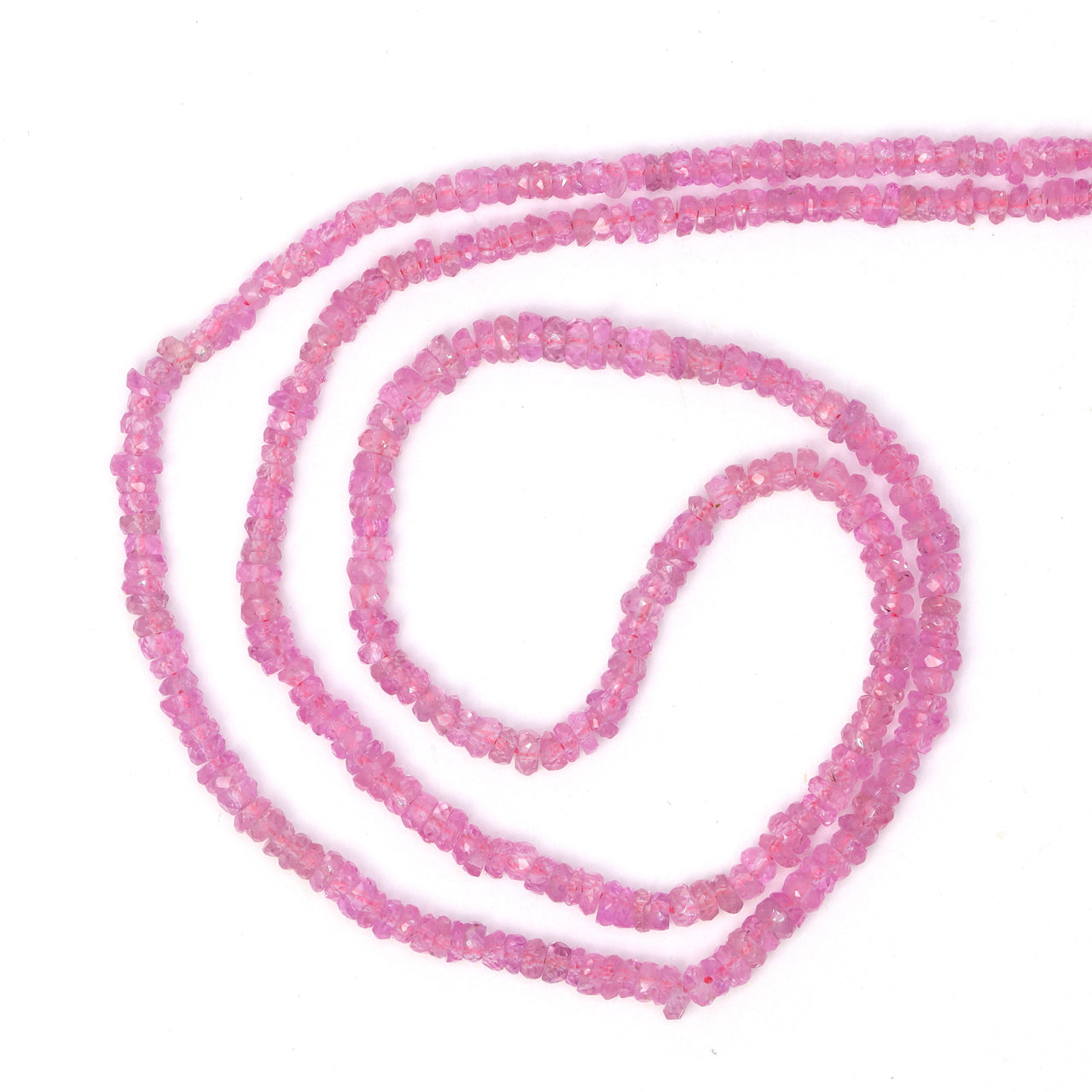 Pink Sapphire 2.5mm - 3.2mm Hand Faceted Rondelles Bead Strand