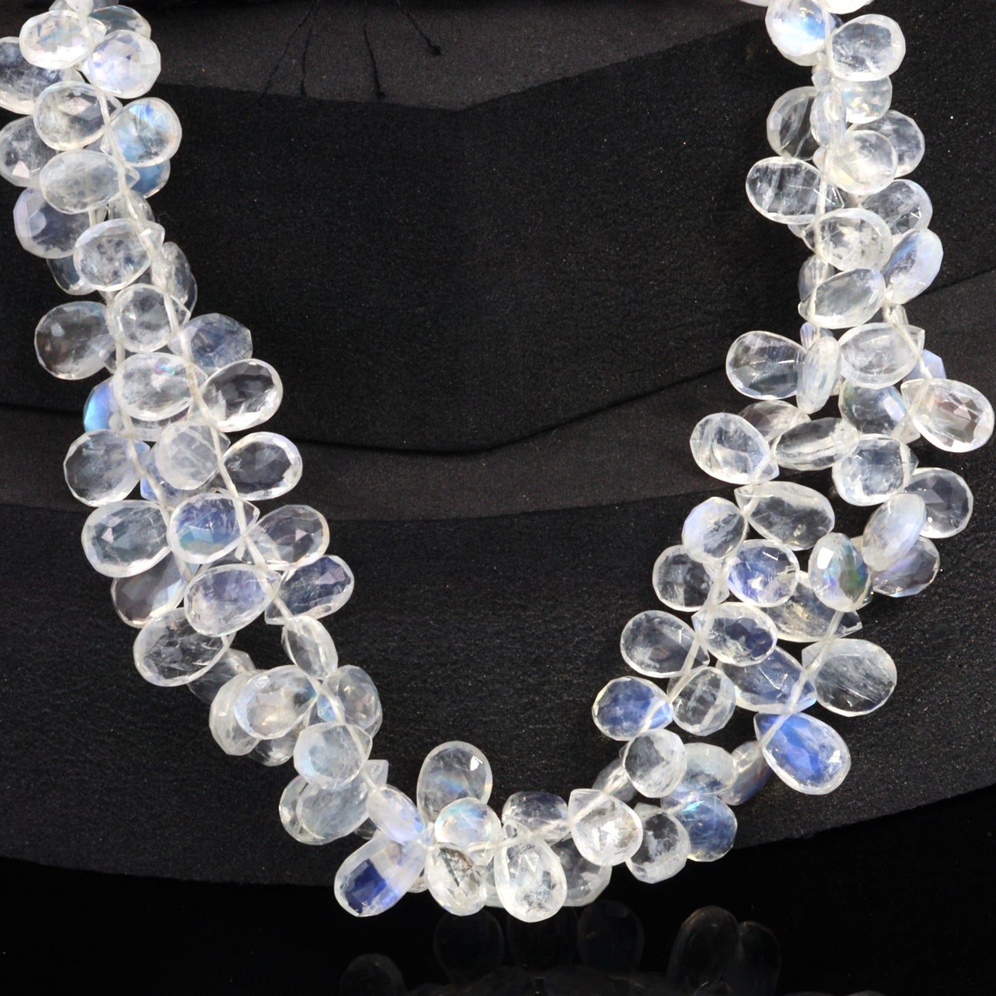 AA Blue Rainbow Moonstone 8x5mm Faceted Pear Shaped Briolettes Bead Strand