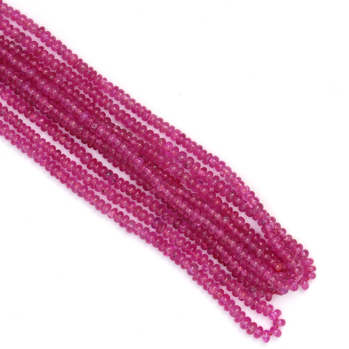 Pink Sapphire 2mm - 3mm Smooth Rondelles Bead Strand
