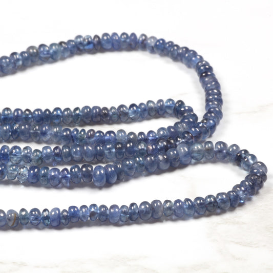 Cornflower Blue Sapphire 2mm - 2.5mm Smooth Rondelles Bead Strand
