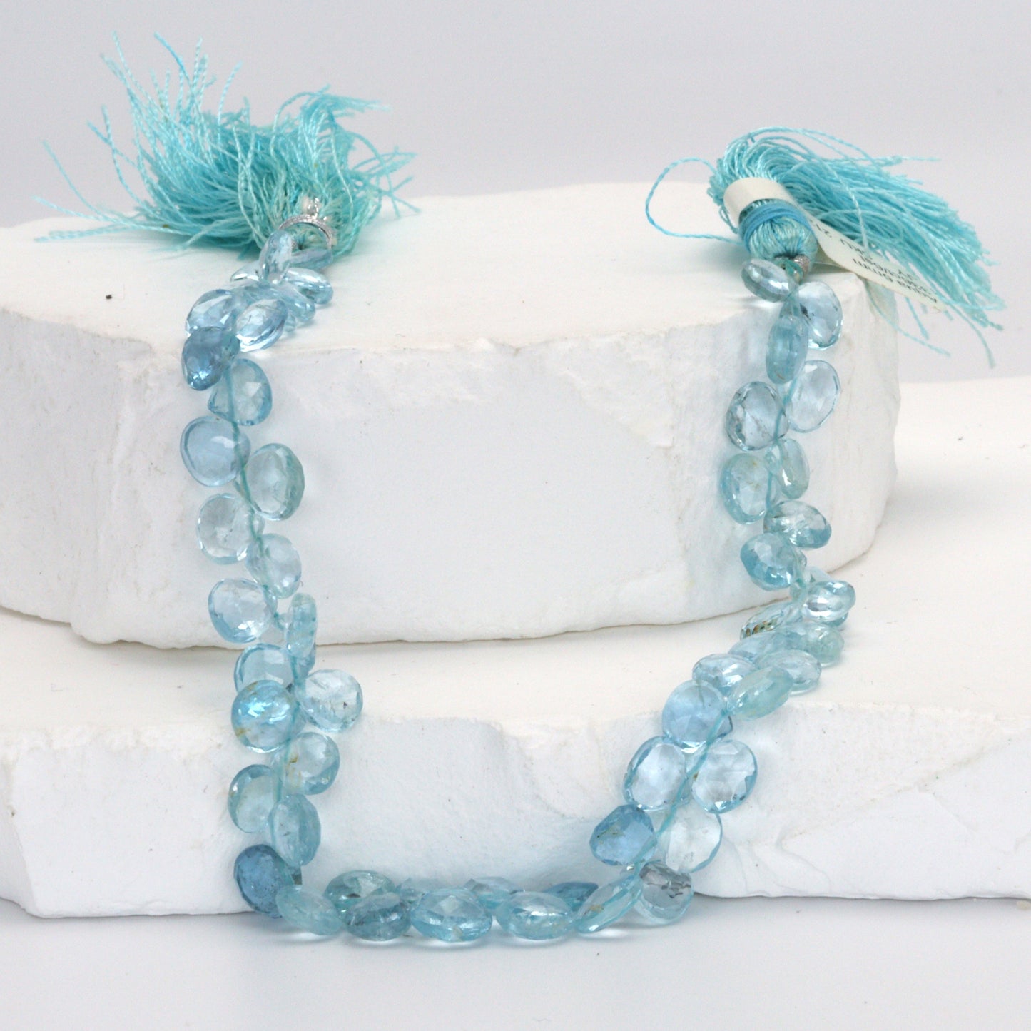 Blue Aquamarine 6mm Faceted Heart Shaped Briolettes
