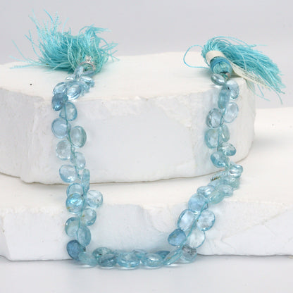 Blue Aquamarine 6mm Faceted Heart Shaped Briolettes