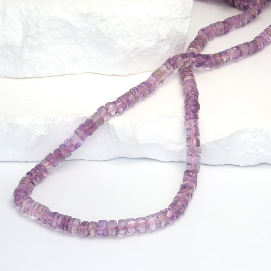 Light Pink Amethyst 5mm Smooth Tires Bead Strand