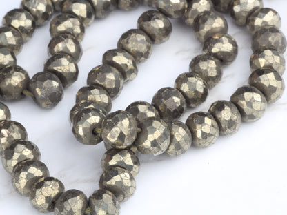Natural Bronze Pyrite 6mm Faceted Rondelles