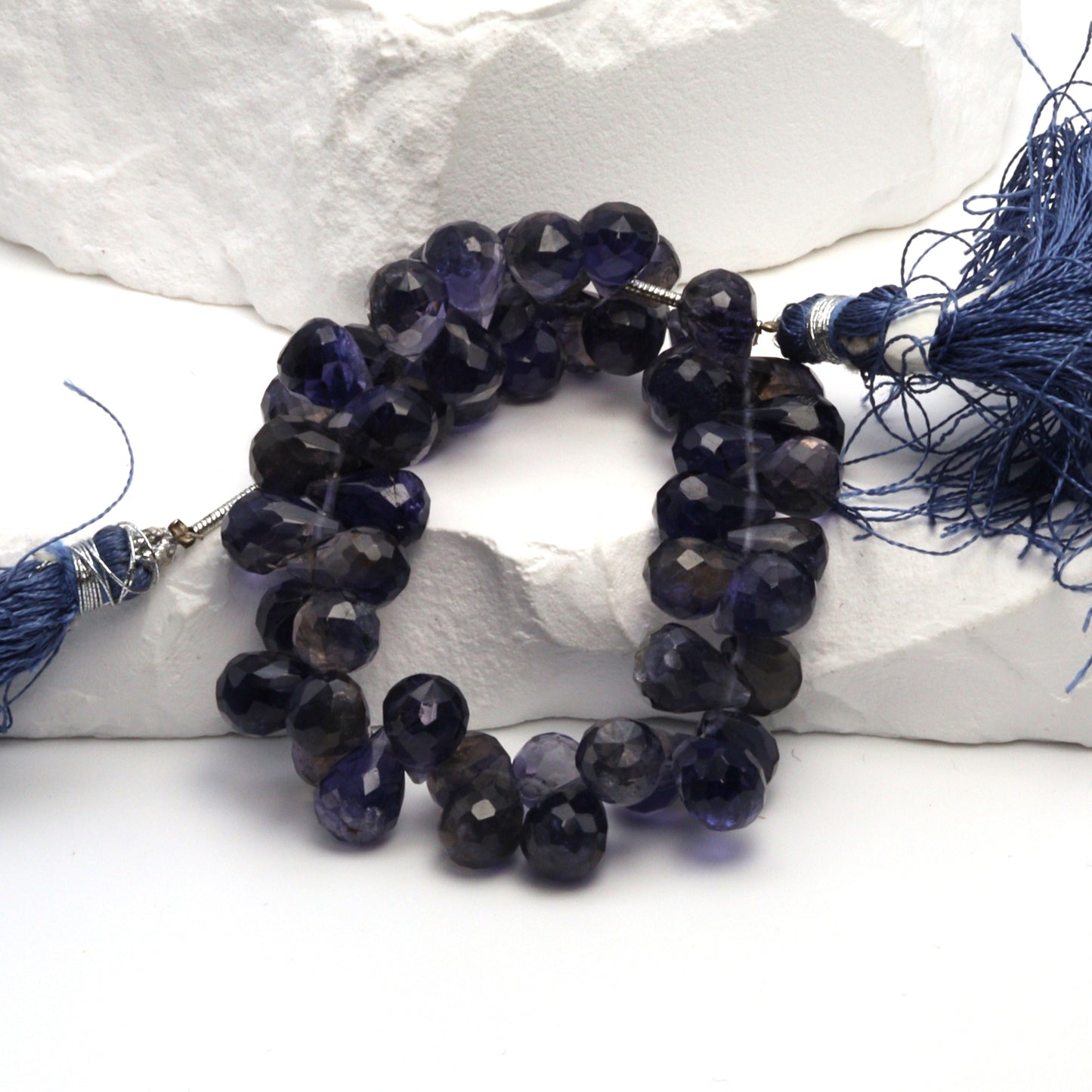Blue Iolite 9x6mm Faceted Teardrop Briolettes
