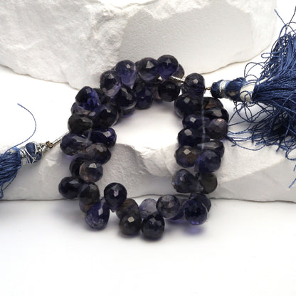 Blue Iolite 9x6mm Faceted Teardrop Briolettes