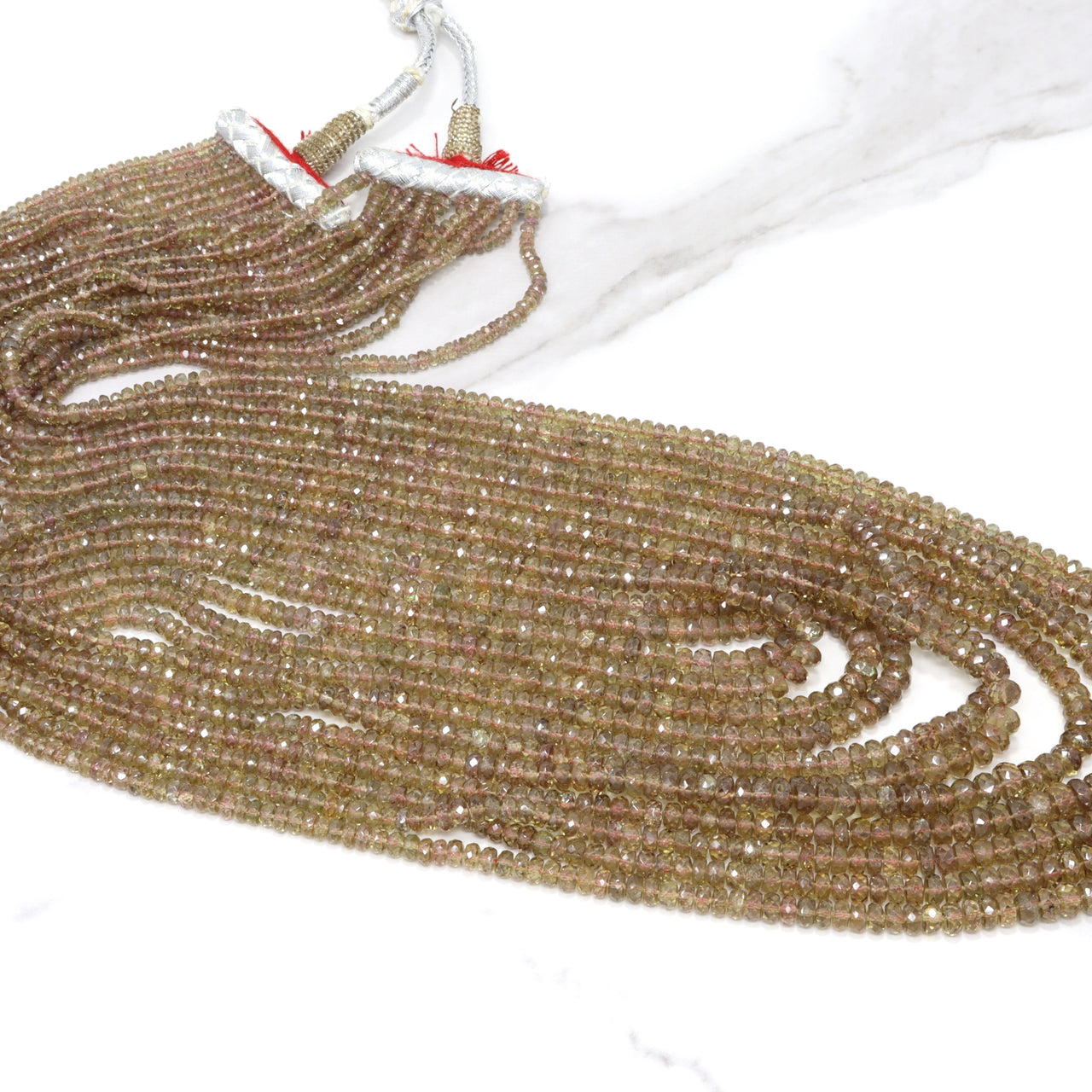 Color Change Garnet 3mm - 5mm Faceted Rondelles 11 Strand Bead Necklace