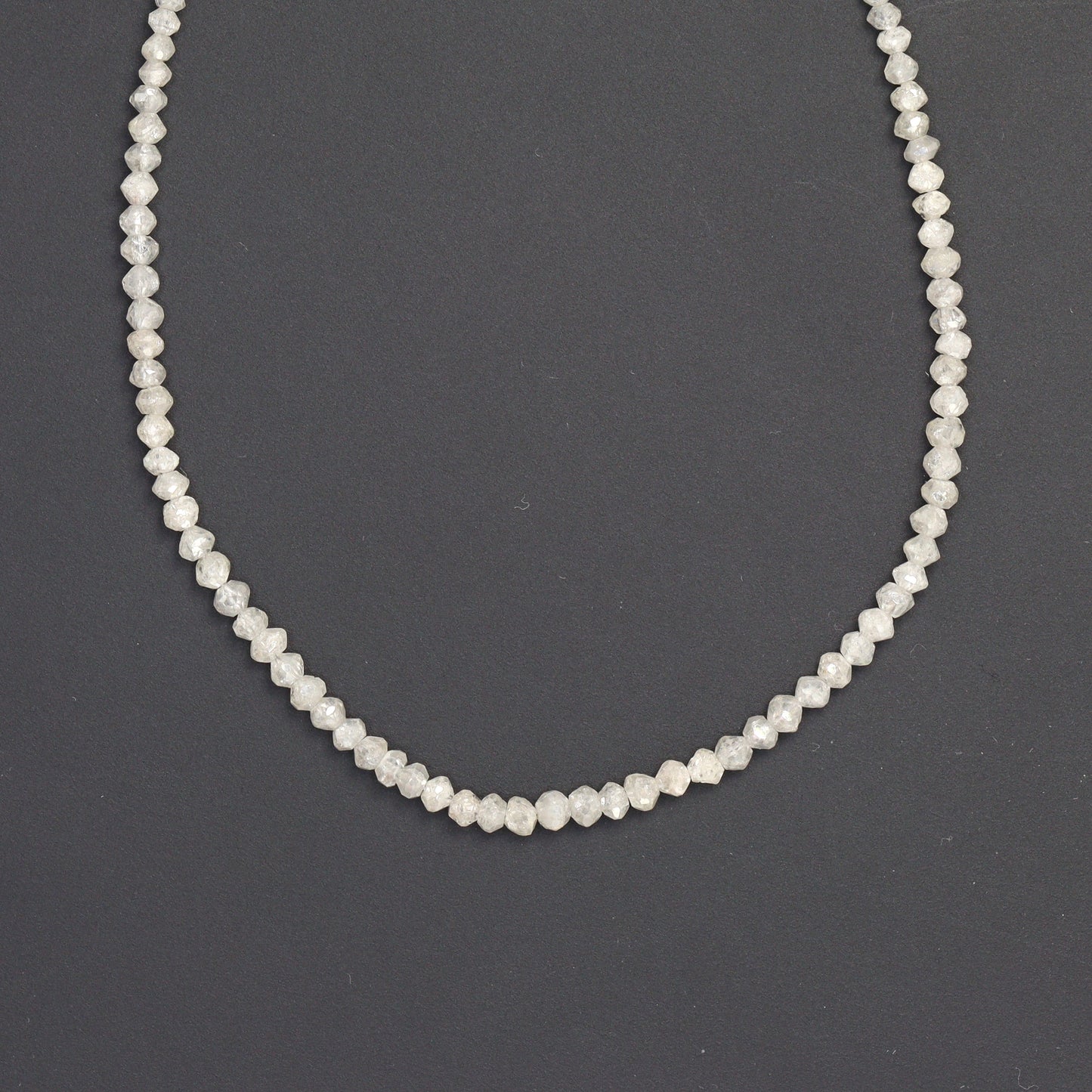 Gray Diamond 1.5mm - 2.0mm Hand Faceted Rondelles Bead Strand