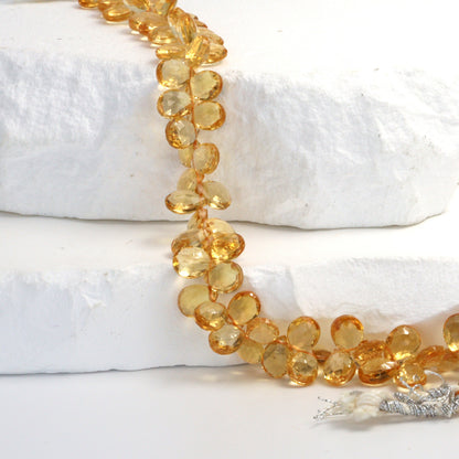 Yellow Citrine 7x5mm Faceted Pear Shaped Briolettes
