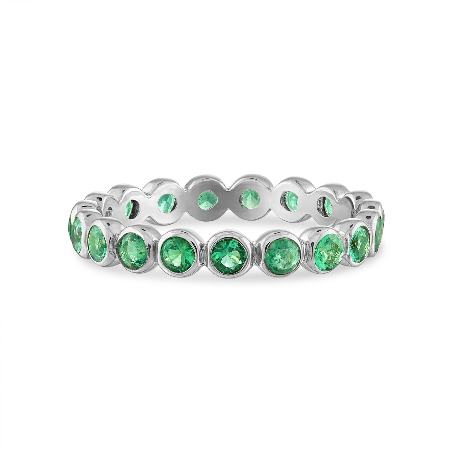 Bezel Set Emerald Eternity Band