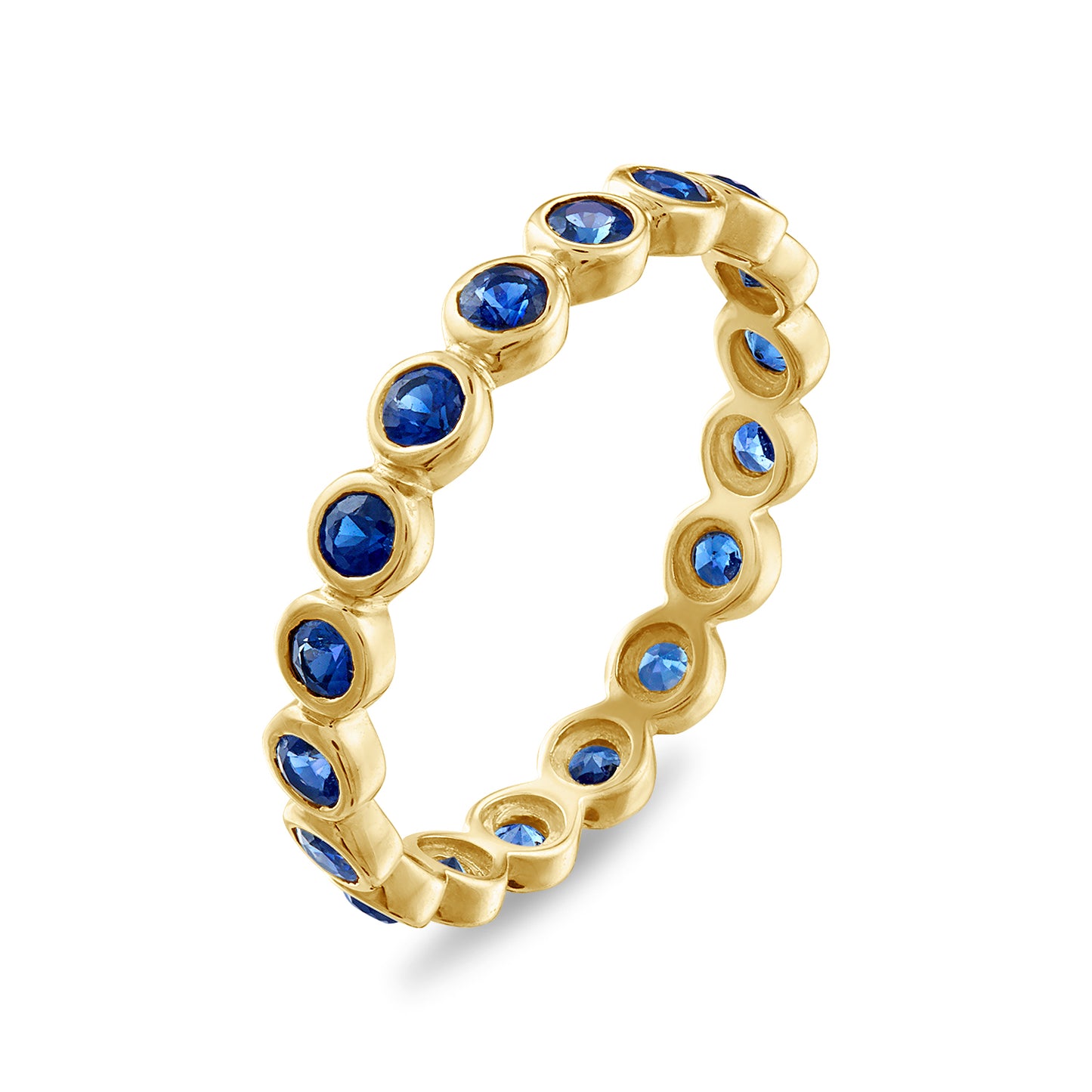 18K RG Bezel Set Blue Sapphire Eternity Band, Size 5