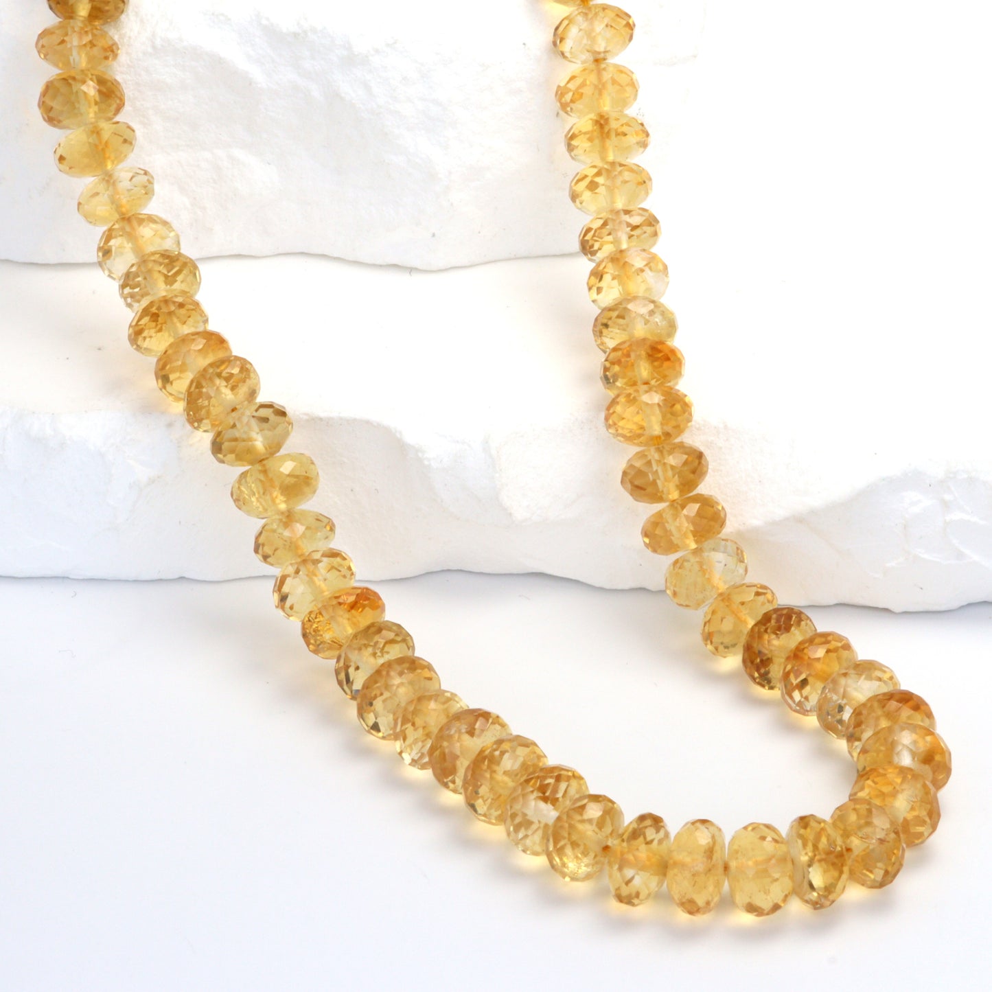 Yellow Orange Citrine 8mm Faceted Rondelles Bead Strand