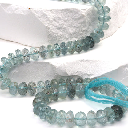 Blue Moss Aquamarine 8mm Faceted Rondelles
