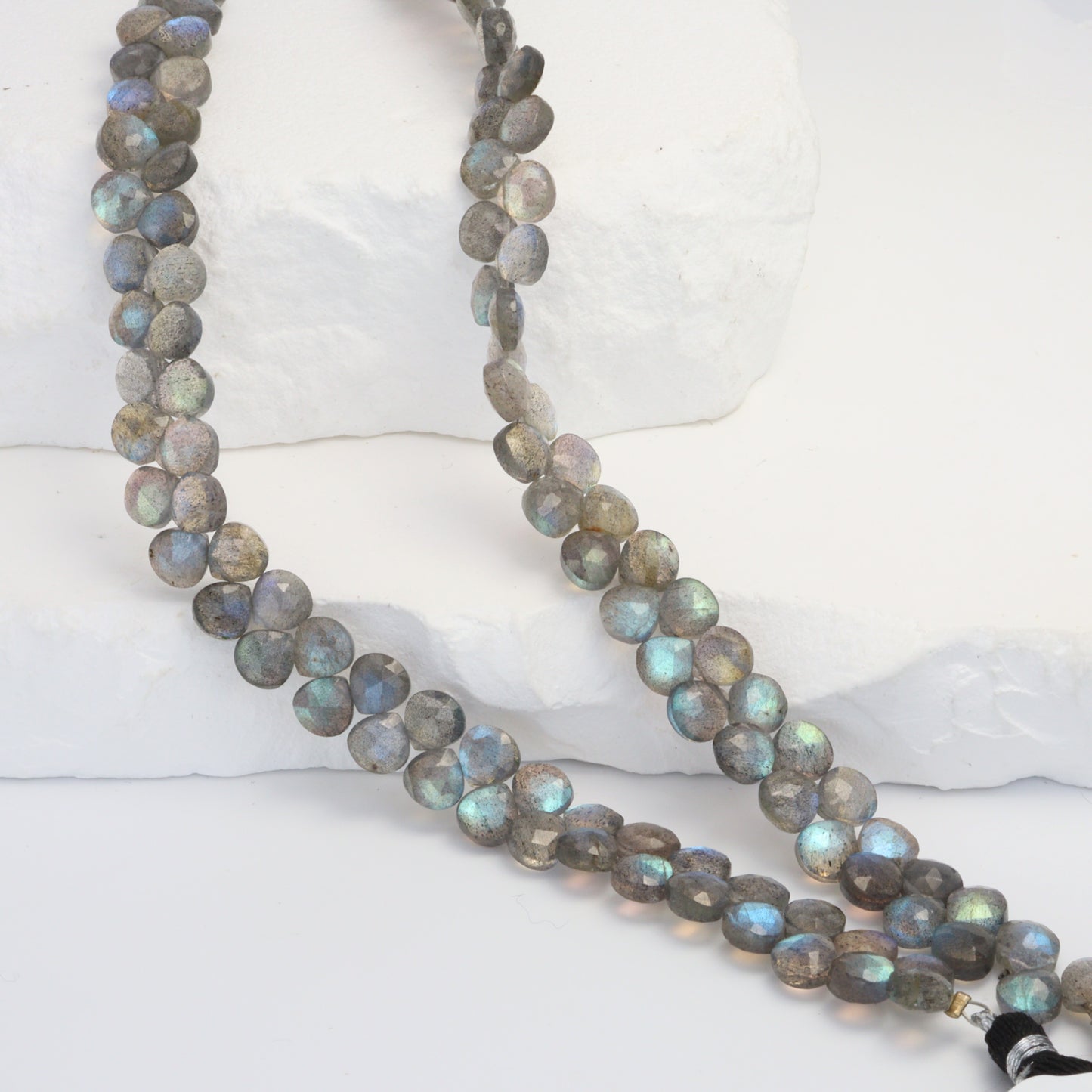 AA Blue Labradorite 5mm Faceted Heart Shaped Briolettes