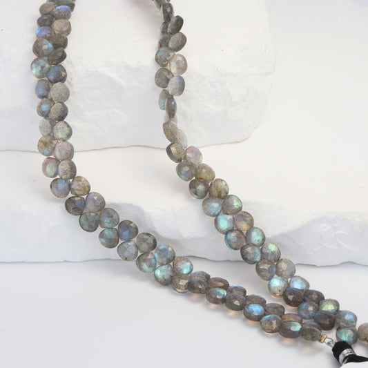 AA Blue Labradorite 5mm Faceted Heart Shaped Briolettes