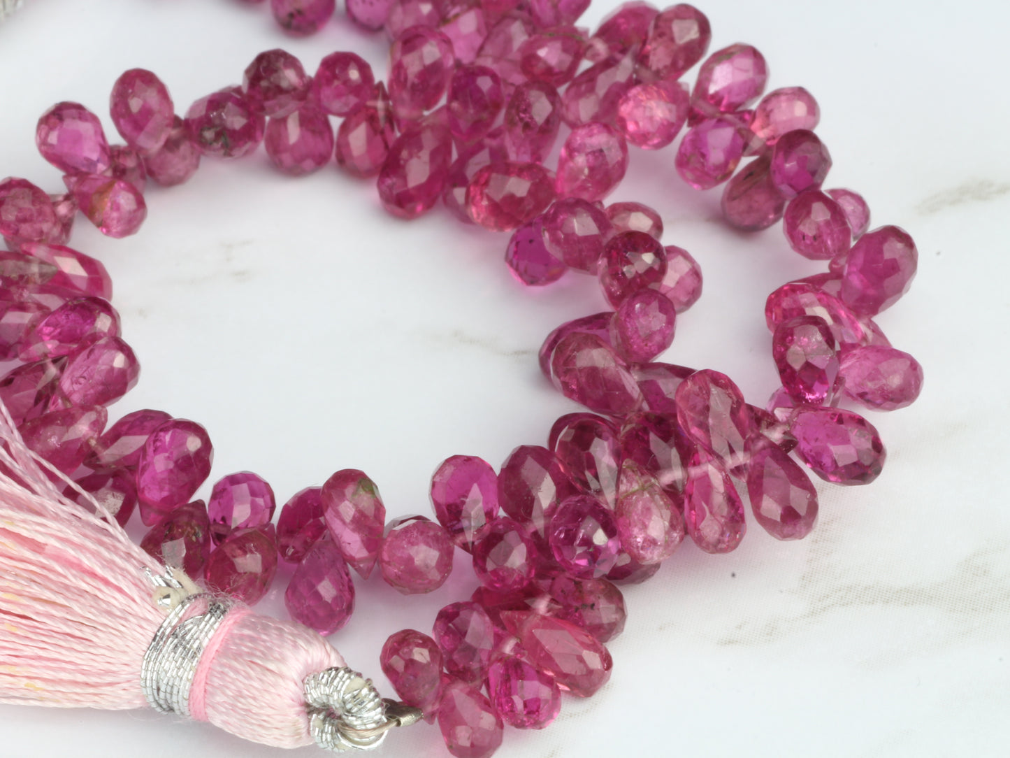 Pink Tourmaline 5x3mm Faceted Teardrop Briolettes