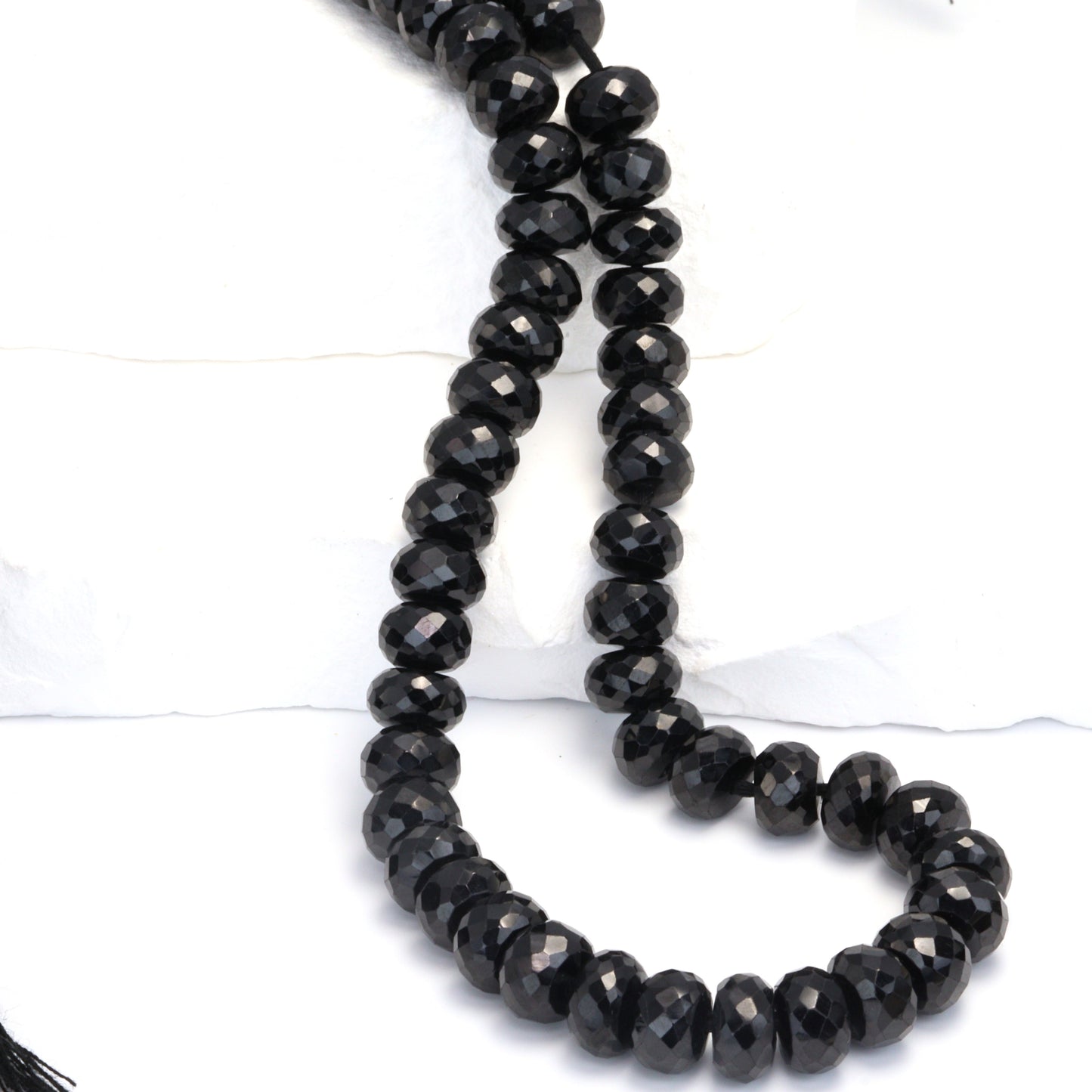 Black Spinel 8mm Faceted Rondelles