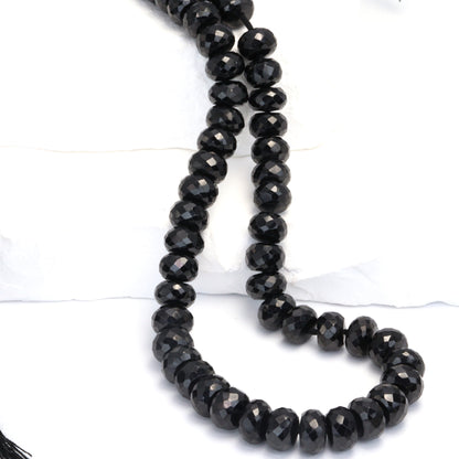 Black Spinel 8mm Faceted Rondelles