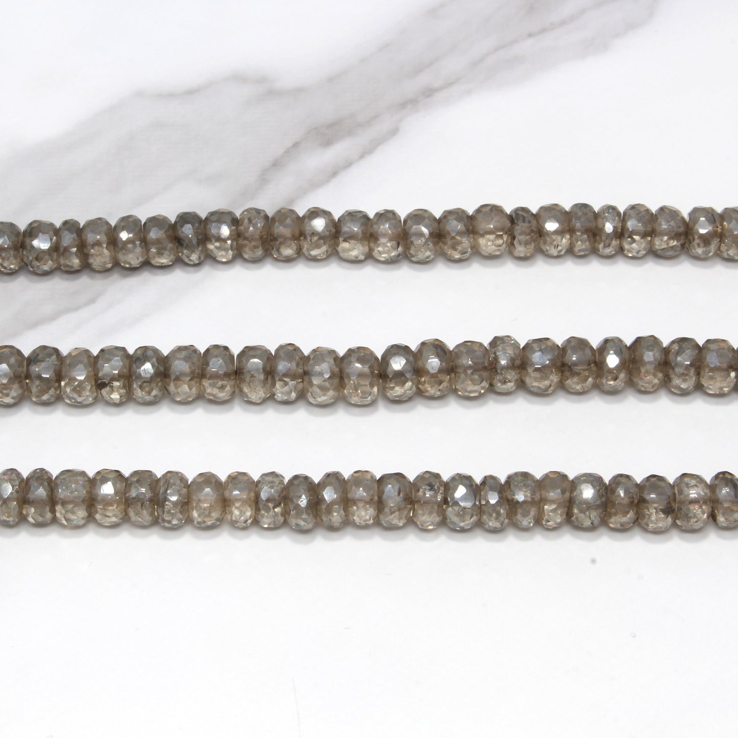 Coated Brown Smoky Quartz 8mm Faceted Rondelles