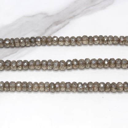 Coated Brown Smoky Quartz 8mm Faceted Rondelles