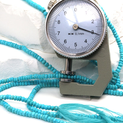 Natural Blue Turquoise 3mm Hand Faceted Rondelles Bead Strand