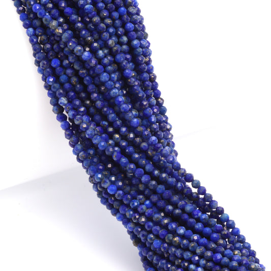 Dark Blue Lapis Lazuli 2mm Faceted Rounds Bead Strand