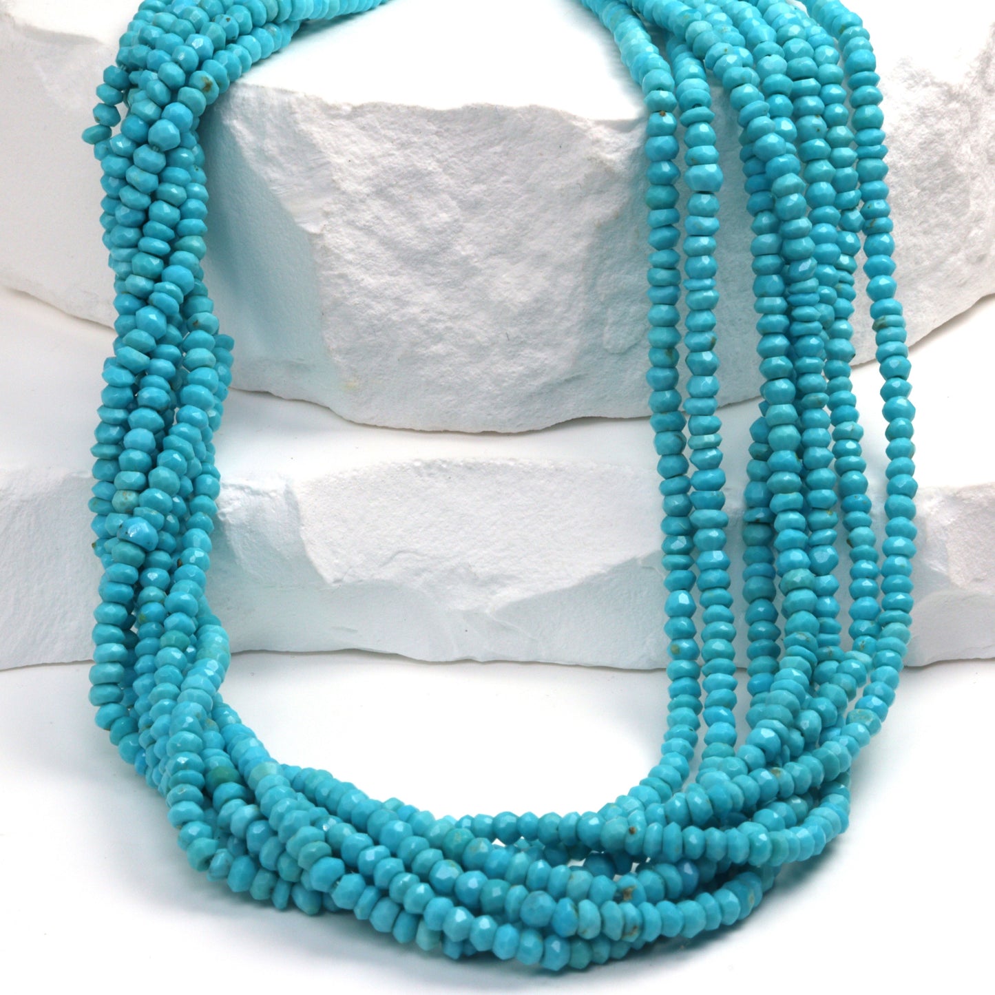 Natural Blue Turquoise 2.5mm Faceted Rondelles