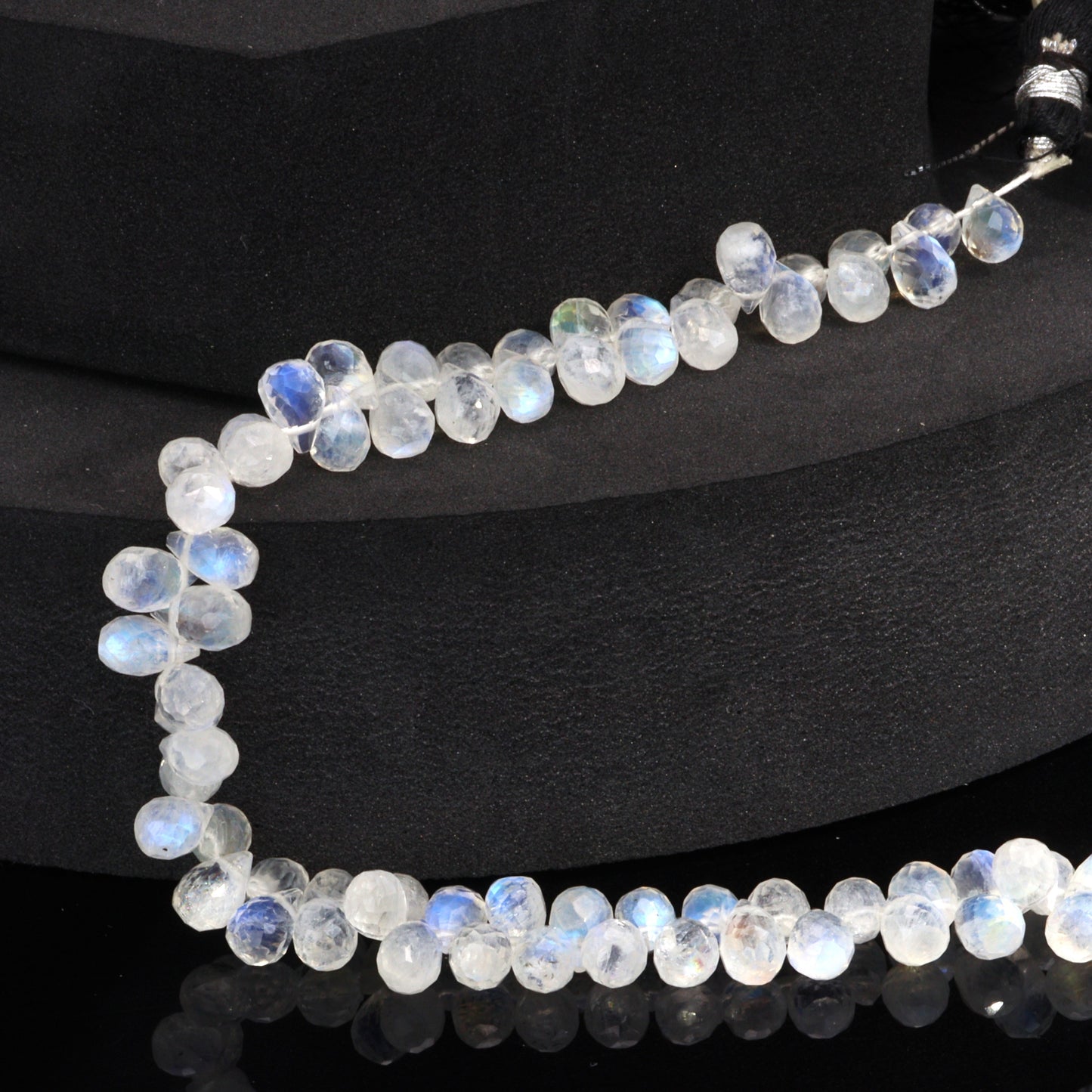 AA Blue Rainbow Moonstone 7x5mm Faceted Teardrop Briolettes Bead Strand