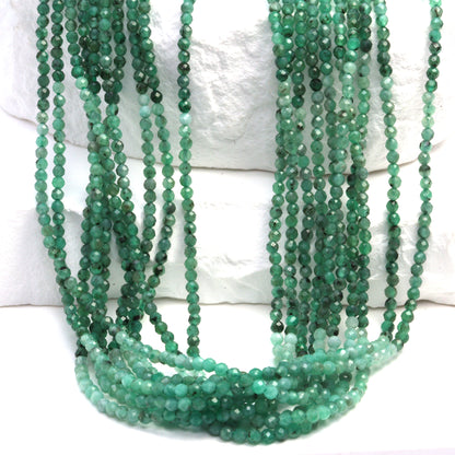 Ombre Sakoda Emerald 2mm Faceted Rounds Bead Strand