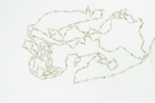 Silver Plated Pyrite 2.5mm Faceted Rounds Rosary Chain Sterling Silver Wire Wrap Chain by the Foot