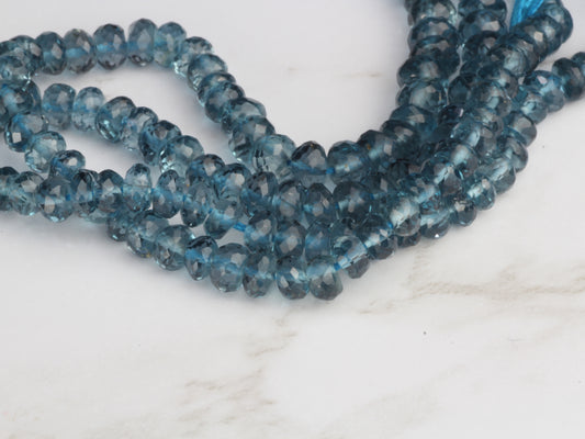 London Blue Topaz 4mm Faceted Rondelles