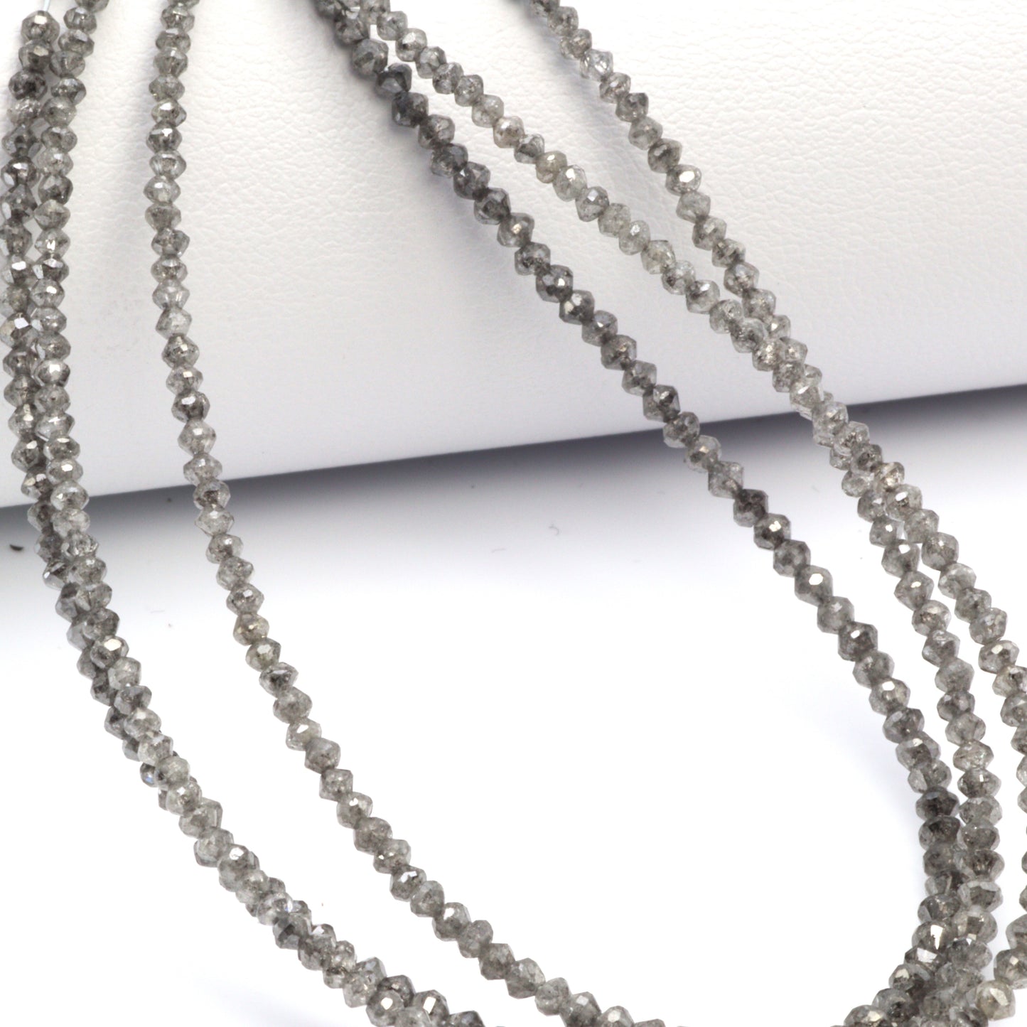 Gray Diamond 1.7mm - 2.5mm Hand Faceted Rondelles Bead Strand