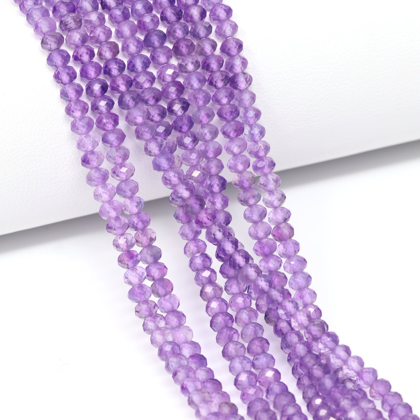 Pink Amethyst 4mm Faceted Rondelles Bead Strand