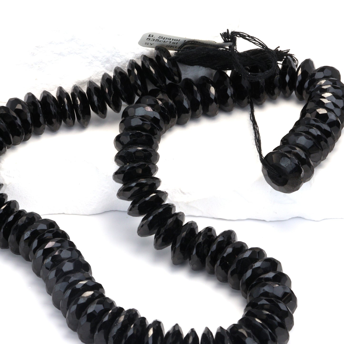 Black Spinel 12mm German Cut Faceted Rondelles