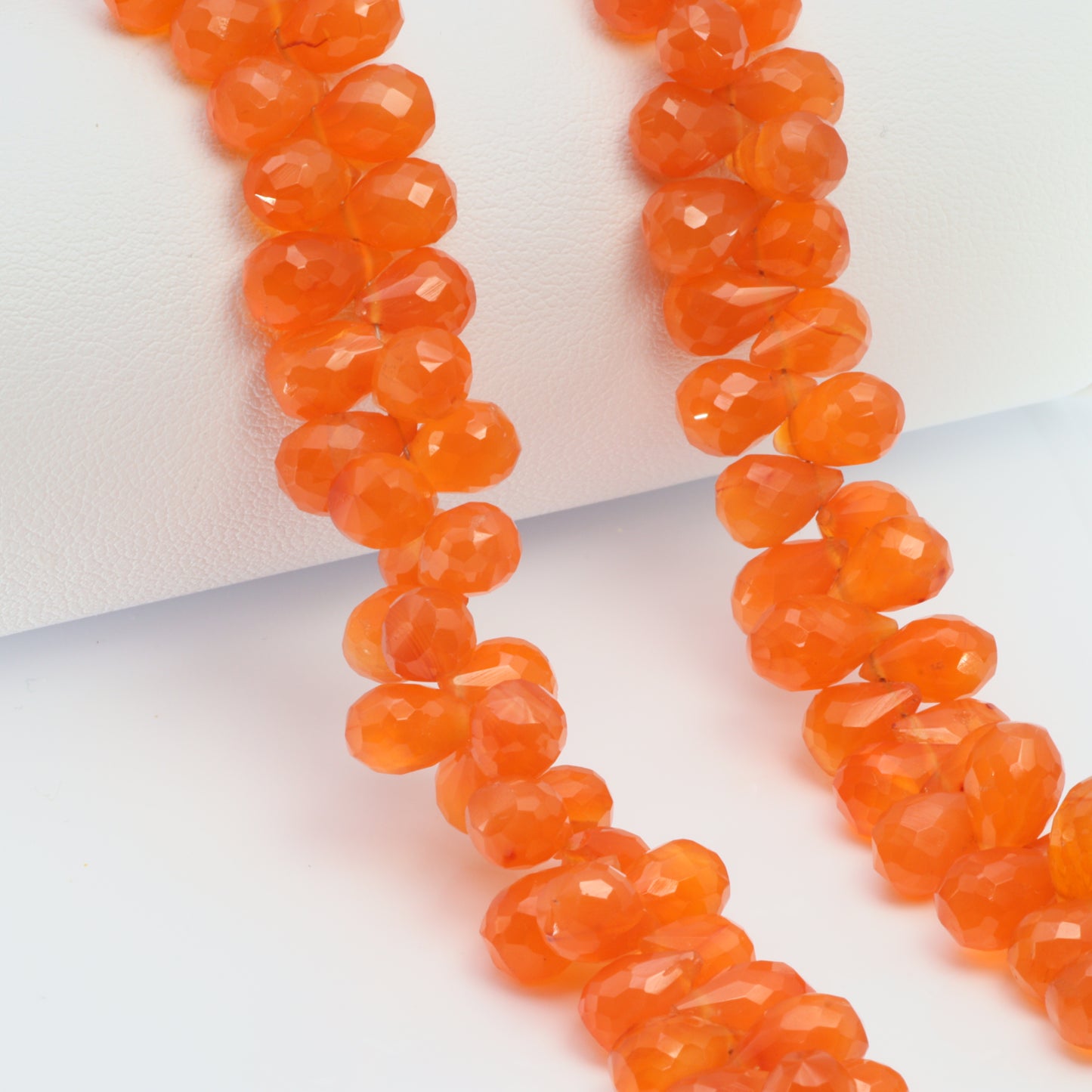 Orange Carnelian 9x6mm Faceted Teardrop Briolettes