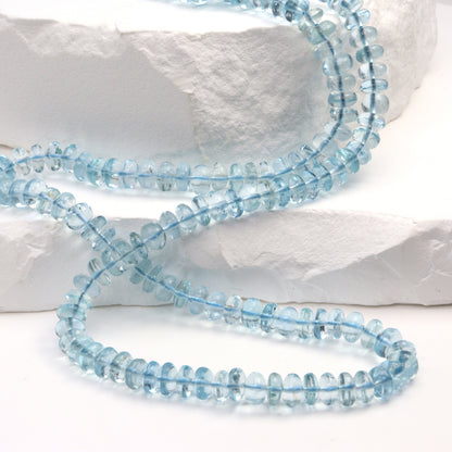 Blue Aquamarine 5.5mm Smooth Rondelles Bead Strand