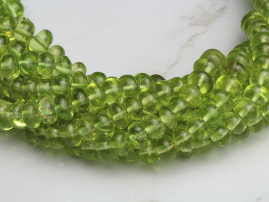 Green Peridot 4.5mm Smooth Rondelles