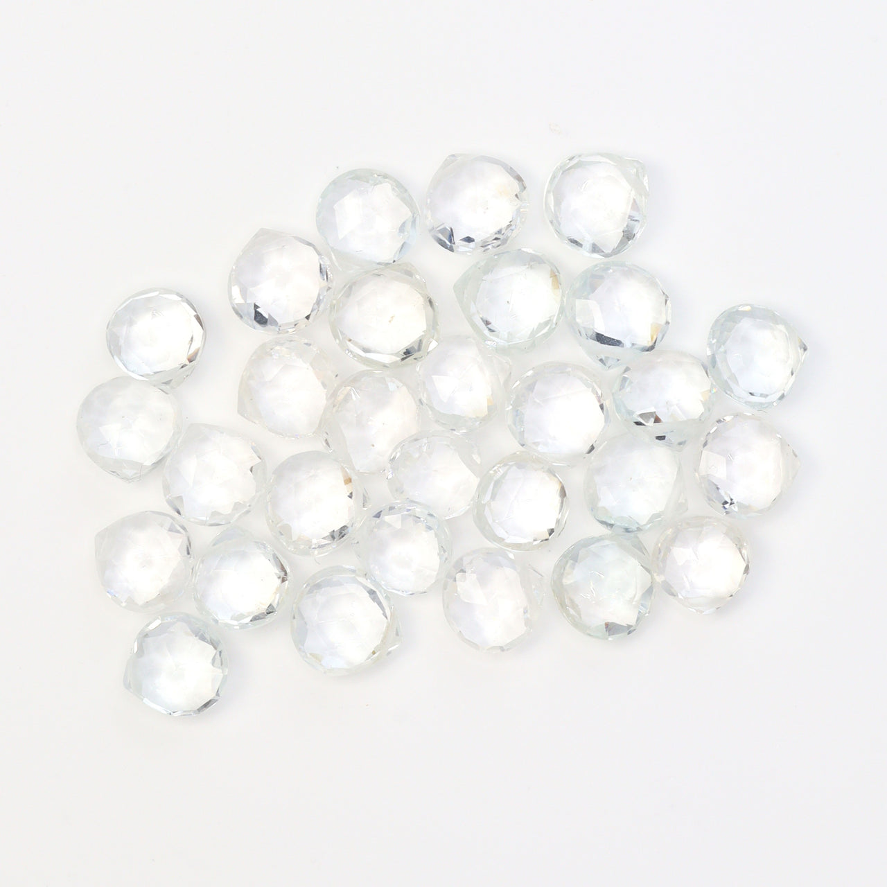 White Topaz 7mm Faceted Heart Shaped Briolettes Loose Beads